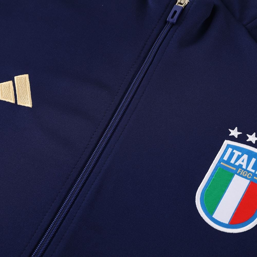 Kids Italy FIGC Navy Full Zip Training Tracksuit 24/25 - ADIDAS