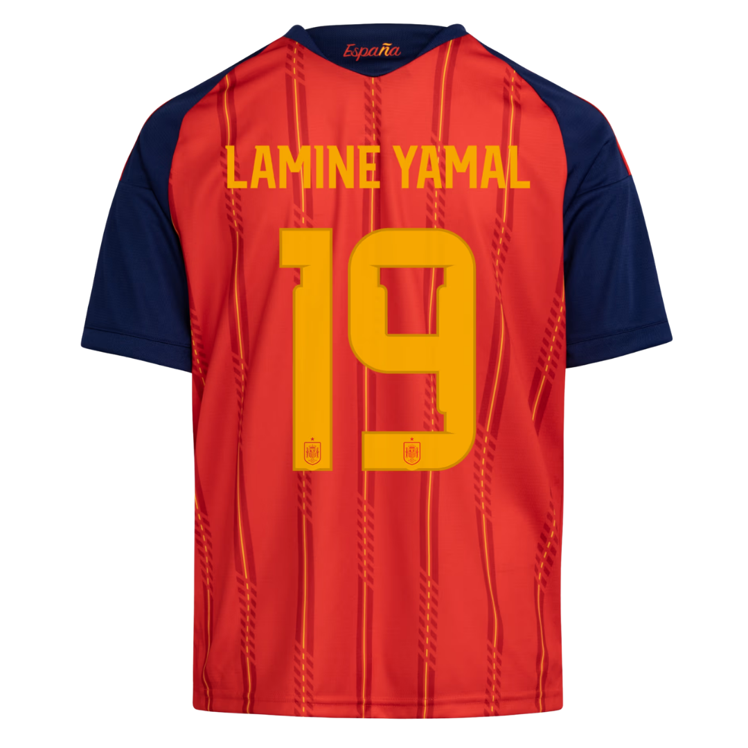 Spain 2026 Home Kids Jersey Yamal 19 back view - adidas